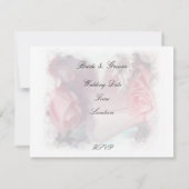 Zachte roze rozen bruiloft kaart (Achterkant)