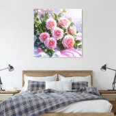 Zachte roze rozen canvas afdruk (Insitu (Slaapkamer))
