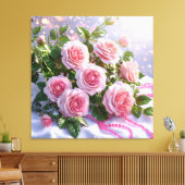 Zachte roze rozen canvas afdruk (Insitu (Woonkamer))