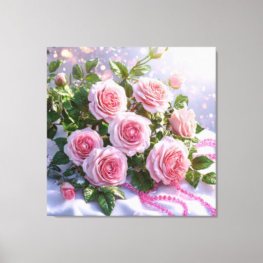 Zachte roze rozen canvas afdruk (Voorkant)