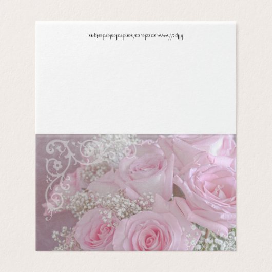 Zachte roze rozen en babybadkaart kaart (Buitenkant ongevouwen)