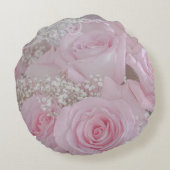 Zachte Roze Rozen en Baby's Breath Rond Kussen (Achterkant)