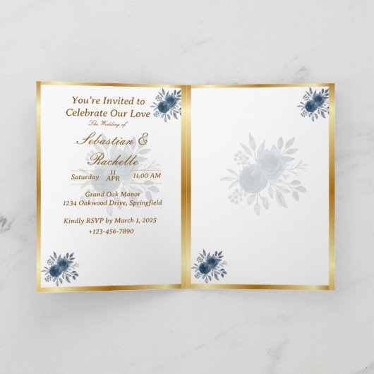 Zachte roze rozen en gedurfde Navy Blooms bruiloft (Binnen)