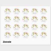 ZACHTE ROZE ROZEN FLORALE WATERVERF BRUIDSSCHOWER RONDE STICKER (Vel)