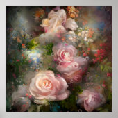 zachte roze rozen, in de Waterverf gekleurd Poster (Voorkant)