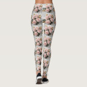 Zachte Roze Rozen Met Delicate Gouden Bladeren Leggings (Achterkant)