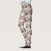 Zachte Roze Rozen Met Delicate Gouden Bladeren Leggings (Links)