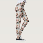 Zachte Roze Rozen Met Delicate Gouden Bladeren Leggings (Rechts)