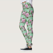 Zachte Roze Rozen Met Subtiele Lavendel Accenten Leggings (Links)