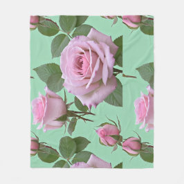 Zachte Roze Rozen Met Subtiele Lila Accenten Fleece Deken
