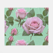 Zachte Roze Rozen Met Subtiele Lila Accenten Fleece Deken (Voorkant (Horizontaal))