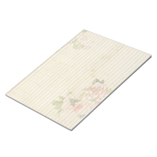 Zachte roze rozen op Antiek-achtig papier Notitieblok (Schuin)