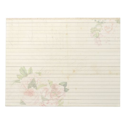 Zachte roze rozen op Antiek-achtig papier Notitieblok (Voorkant)