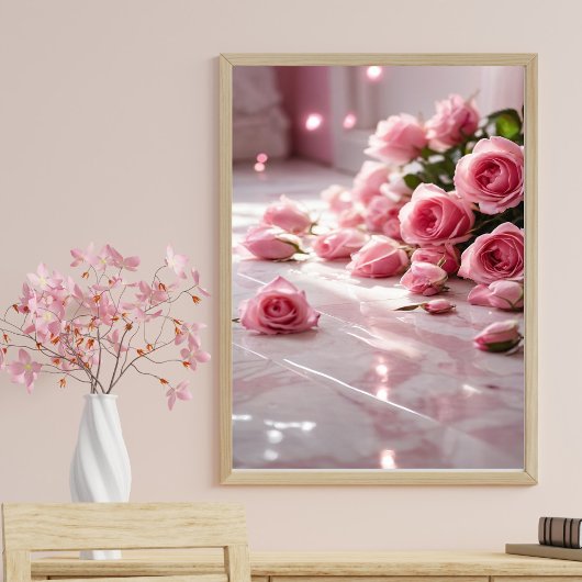 Zachte roze rozen poster