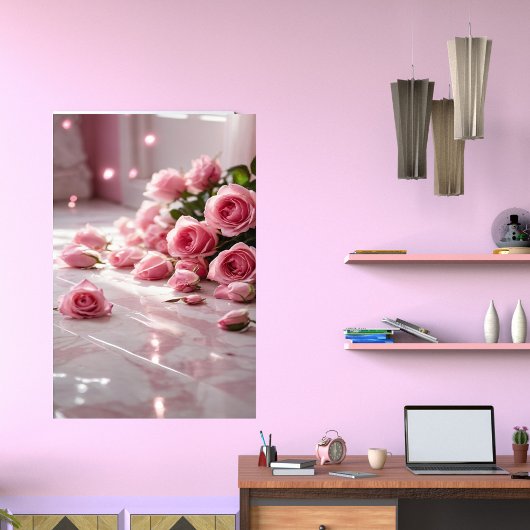 Zachte roze rozen poster