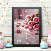 Zachte roze rozen poster