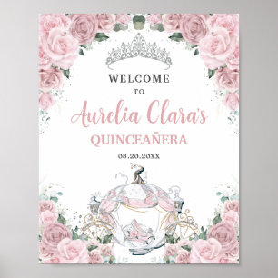 Zachte Roze Rozen Prinses Koets QUINCEAÑERA 16e Poster