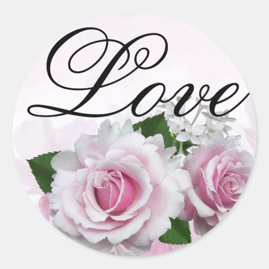Zachte roze rozen Romantische elegante liefde brui Ronde Sticker (Voorkant)