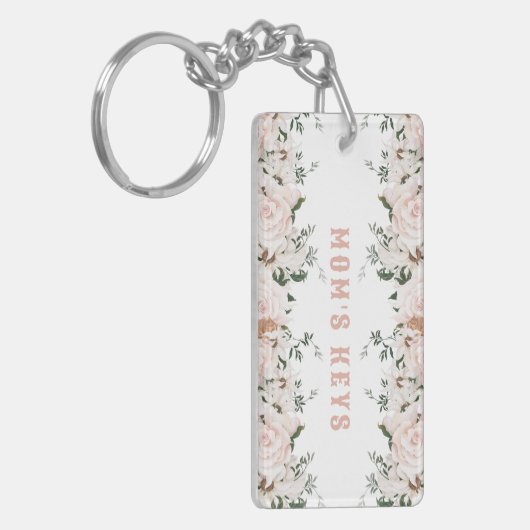 Zachte roze Rozen, speciaal gepersonaliseerd Sleutelhanger (Voorkant Links)