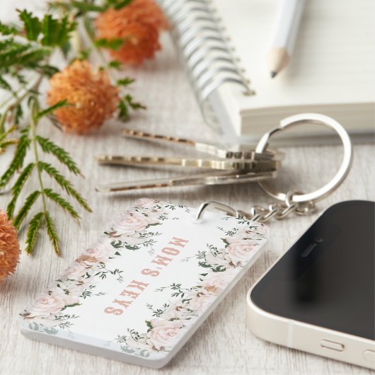 Zachte roze Rozen, speciaal gepersonaliseerd Sleutelhanger (Voorkant Rechts)