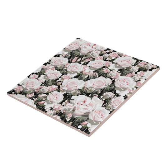 Zachte roze rozen tegeltje (Zijkant)