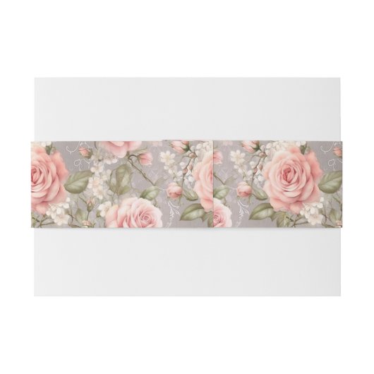 Zachte roze rozen uitnodigingen wikkel (Achterkant Voorbeeld)