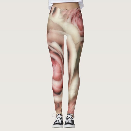 Zachte Roze Rozen Zachte Chic Uniek Leggings (Voorkant)
