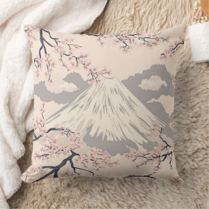 Zachte Roze Sakura Mount Fuji Schilderachtig Patro Kussen