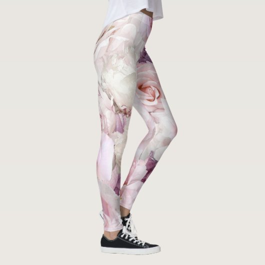 Zachte Roze Shabby Chic Botanische Tuin Leggings (Rechts)