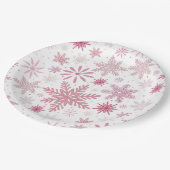 Zachte Roze Sneeuwvlokken Kerstmis Papieren Bordje (Gekanteld)