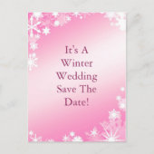 Zachte Roze Sneeuwvlokken Save the Date Briefkaart (Voorkant)