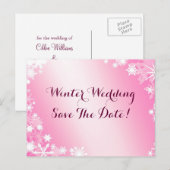 Zachte Roze Snowflakes sparen het Briefkaart 2 van (Voorkant / Achterkant)