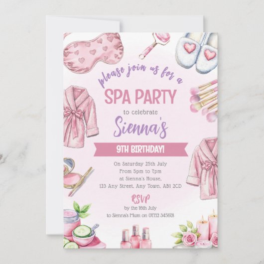 Zachte Roze Spa Feest Uitnodiging - Ontspan & Verw (Voorkant)