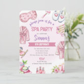 Zachte Roze Spa Feest Uitnodiging - Ontspan & Verw (Staand voorkant)