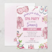 Zachte Roze Spa Feest Uitnodiging - Ontspan & Verw (Voorkant / Achterkant)
