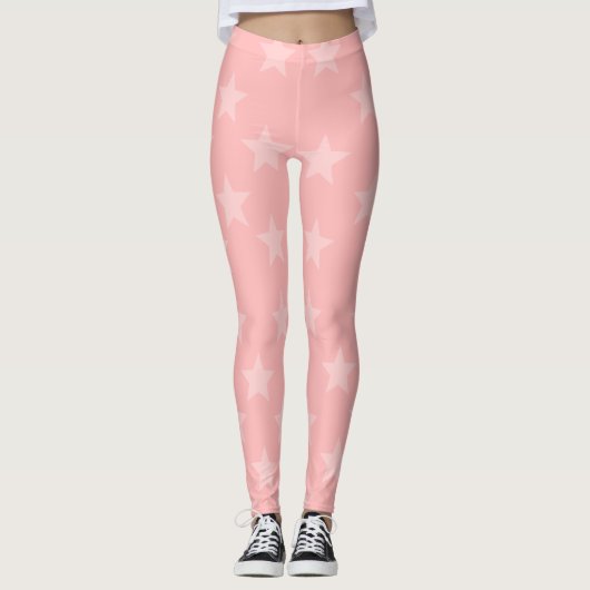 Zachte roze sterren leggings (Voorkant)