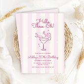 Zachte Roze Streep Hand getrokken Cocktail 30ste v Kaart