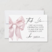 Zachte Roze Strik Baby Shower Bedankkaart (Voorkant)