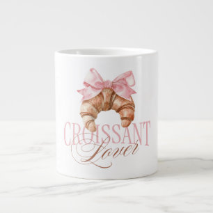 Zachte Roze Strik Franse Coquette Croissant Grote Koffiekop
