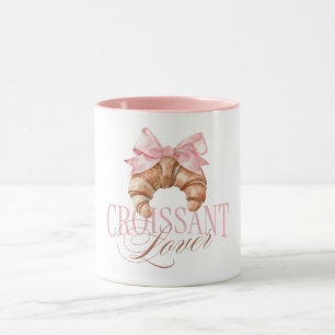 Zachte Roze Strik Franse Coquette Croissant Mok