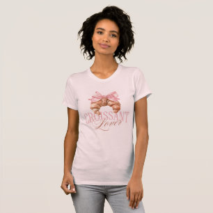 Zachte Roze Strik Franse Coquette Croissant T-shirt