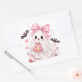 Zachte Roze Strik Geest Halloween Sticker (Envelop)