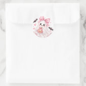 Zachte Roze Strik Geest Halloween Sticker (Tas)