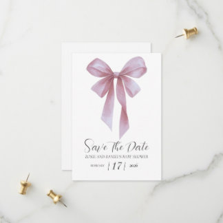 Zachte Roze Strik Meisje Baby Shower Save The Date