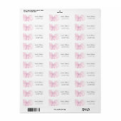 Zachte Roze Strik Retouradreslabels Etiket (Full Sheet)