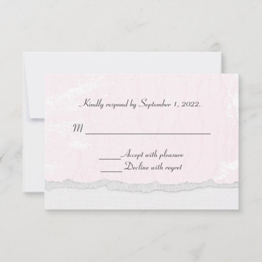 zachte roze textuur met gedraaide rand RSVP (Voorkant)