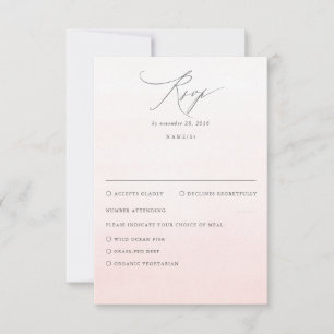 Zachte roze tinten ombre gradiënt bruiloft RSVP Kaartje