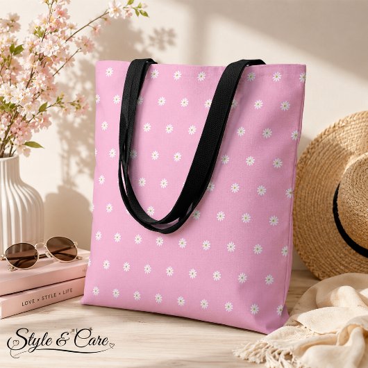 Zachte roze totebag met bloeiend bloempatroon tote bag