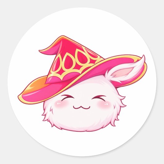 Zachte Roze Tovenaar Konijn Sticker (Voorkant)