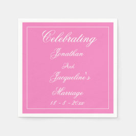 Zachte Roze Trouw Elegante Witte Script Namen Papi Servet